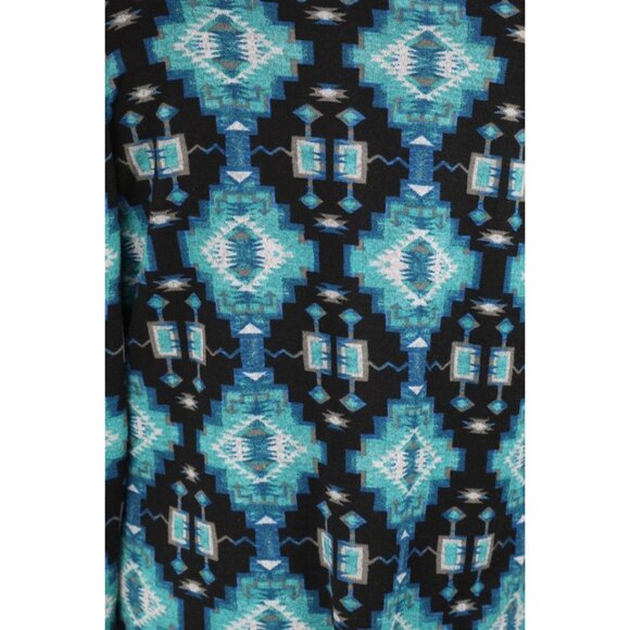 VTG Just Be 1X Cowl Neck Indian Tribal Graphic Pullover Kangaroo Pocket - Picture 9 of 12